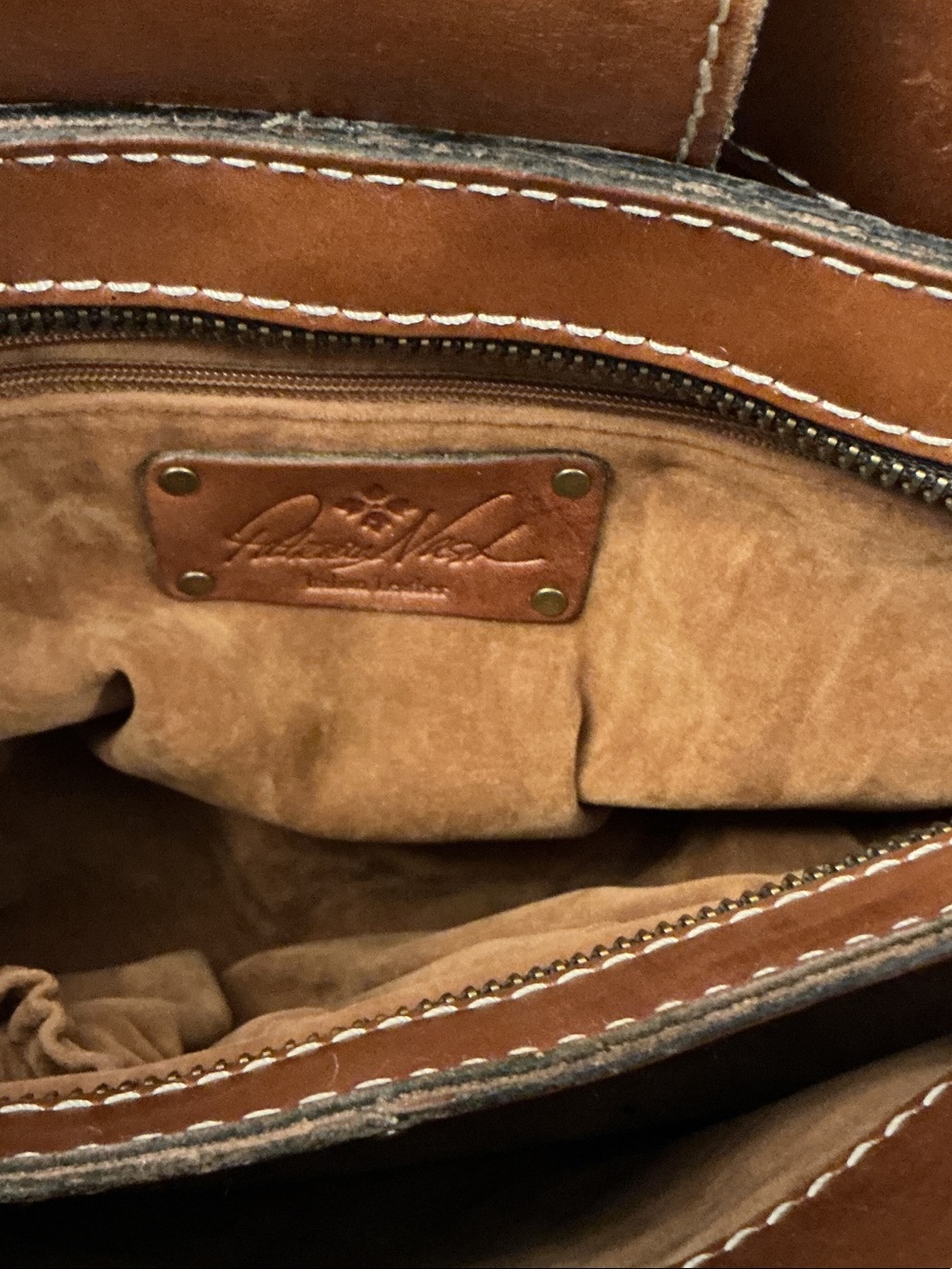 Patricia Nash Tan Map-Print Leather Shoulder Bag - Picture 4 of 6